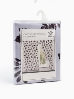 Шторы для кухни с подхватами «Этель» Impression 145×180 см, комплект - 2 шт.