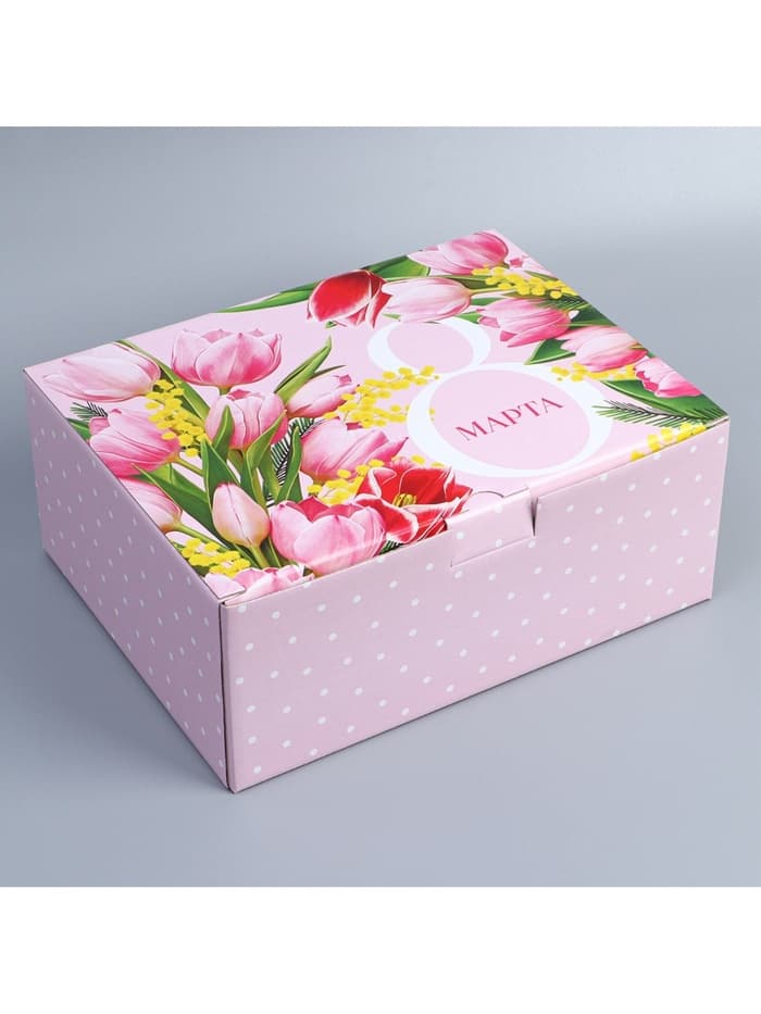 Коробка подарочная сборная, упаковка, «8 марта», 30×23×12 см