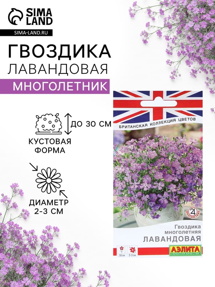 Семена цветов Гвоздика многолетняя «Лавандовая» 0.05 г