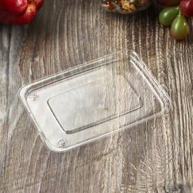 Крышка одноразовая к соуснику с двумя отделениями, пластик, 7.5×5×3 см, прозрачная