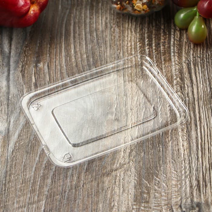 Крышка одноразовая к соуснику с двумя отделениями, пластик, 7.5×5×3 см, прозрачная