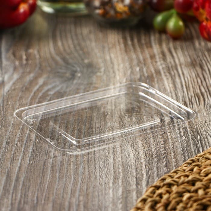 Крышка одноразовая к соуснику с двумя отделениями, пластик, 7.5×5×3 см, прозрачная