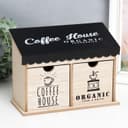 Шкатулка для украшений 2 ящика «Кофейный домик», дерево, 10.5×23.5×18 см