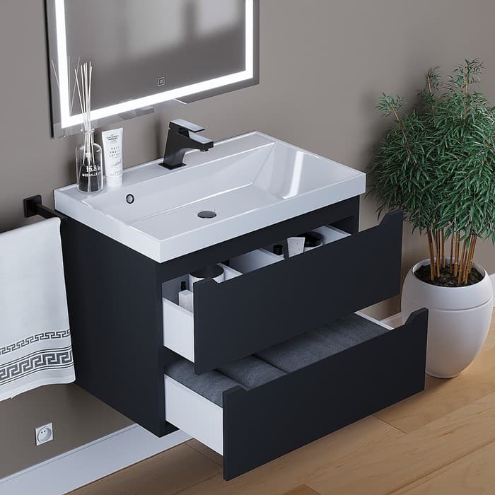 Тумба подвесная Uperwood, под раковину Uperwood Tanos 70, цвет чёрный