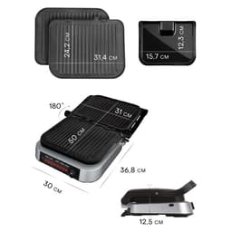 Гриль Pioneer GR1020E, 2100 Вт, антипригарное покрытие, чёрно-серебристый