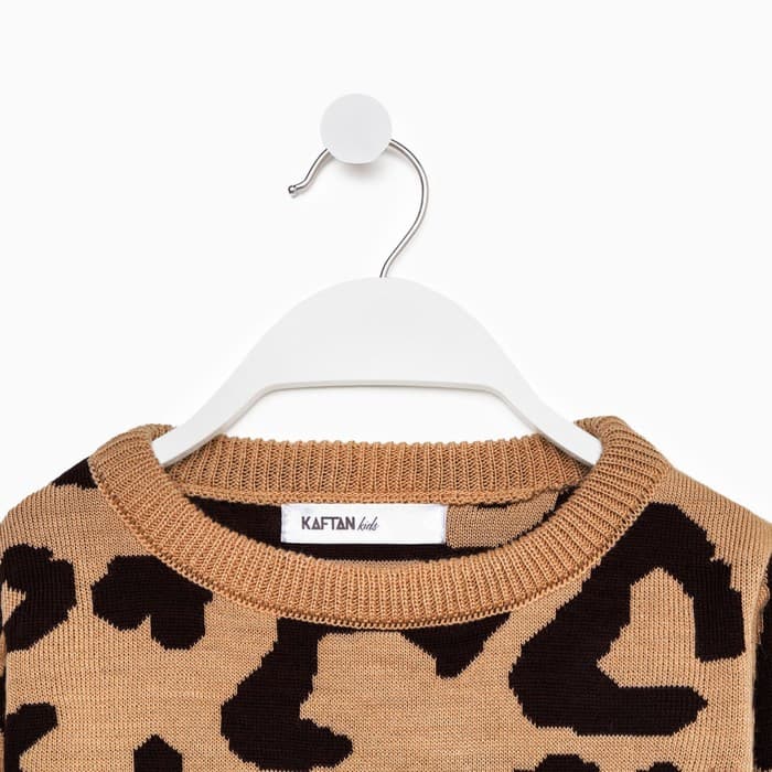 Джемпер для девочки леопардовый KAFTAN, коричневый, размер 34 (122-128 см)