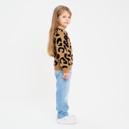 Джемпер для девочки леопардовый KAFTAN, коричневый, размер 32 (110-116 см)