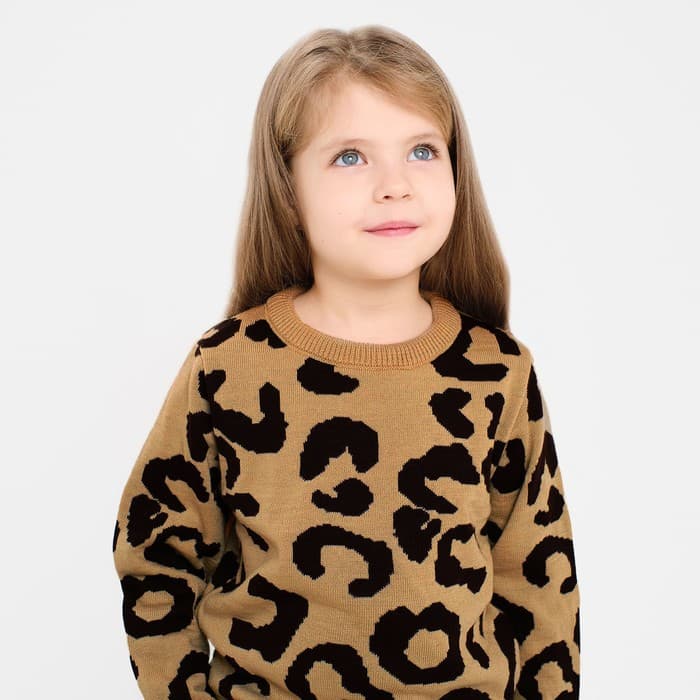 Джемпер для девочки леопардовый KAFTAN, коричневый, размер 32 (110-116 см)