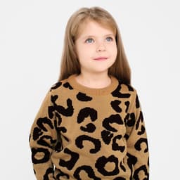 Джемпер для девочки леопардовый KAFTAN, коричневый, размер 32 (110-116 см)