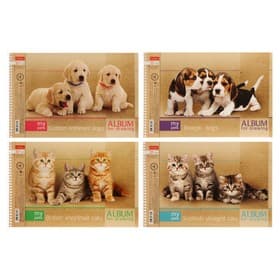 Альбом для рисования А4, 32 листа, на гребне, «Зверьё моё», обложка картон, блок 100 г/м², перфорация на отрыв, МИКС