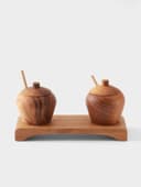 Баночки для специй «Соль, перец», 15×6×7 см, тиковое дерево