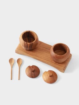 Баночки для специй «Соль, перец», 15×6×7 см, тиковое дерево