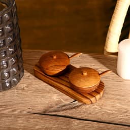 Баночки для специй «Соль, перец», 17×7×6 см, тиковое дерево