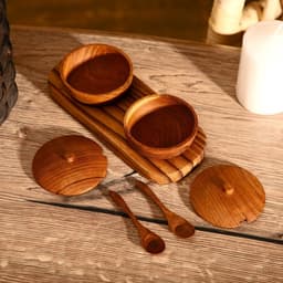 Баночки для специй «Соль, перец», 17×7×6 см, тиковое дерево