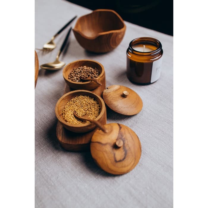 Баночки для специй «Соль, перец», 17×7×6 см, тиковое дерево