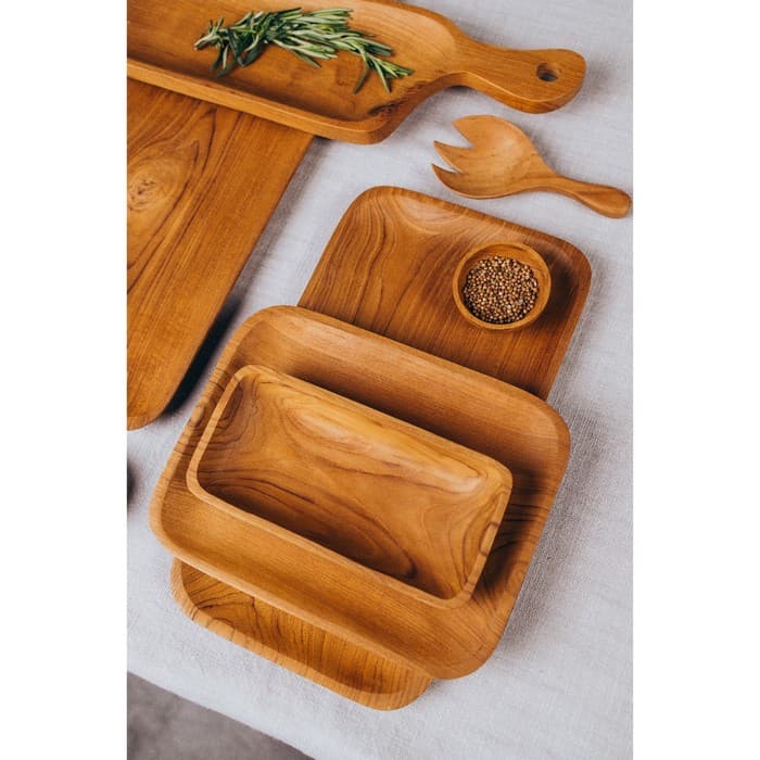 Блюдо, 25×20×2 см, тиковое дерево