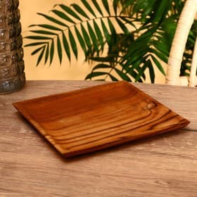 Тарелка квадратная, 25×25×2 см, тиковое дерево