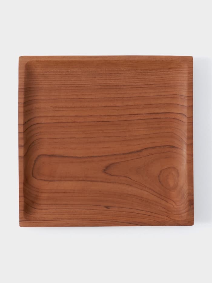 Тарелка квадратная, 25×25×2 см, тиковое дерево