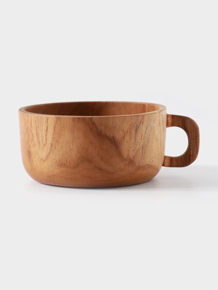 Миска с ручкой, 14×17×7 см, тиковое дерево