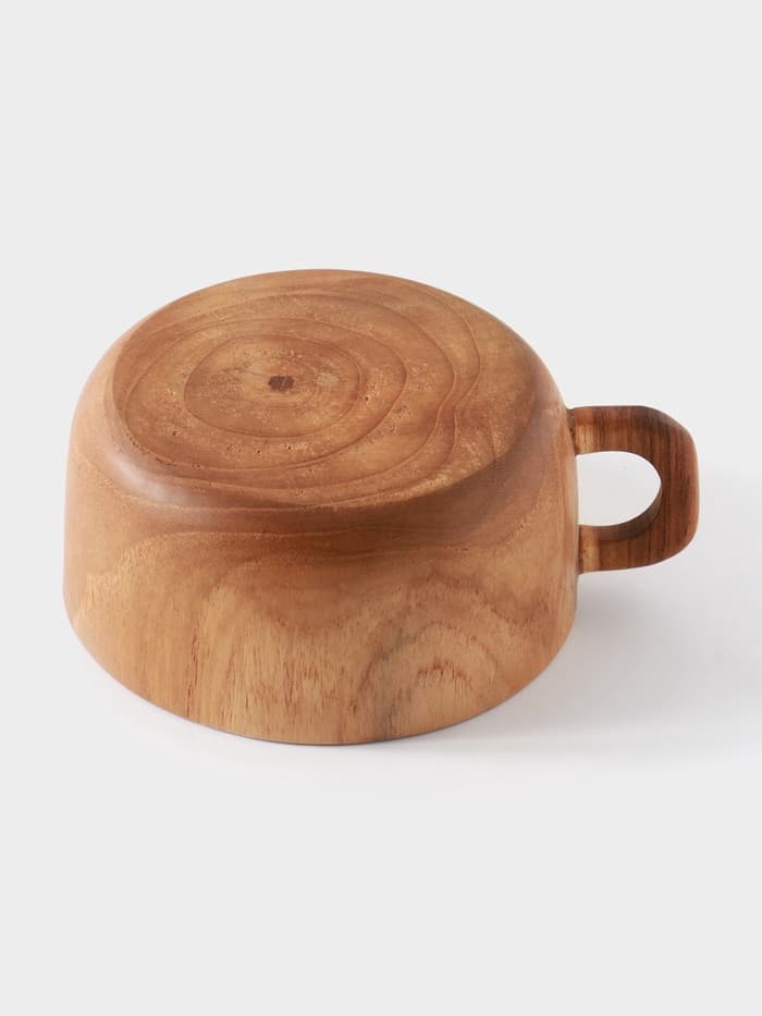 Миска с ручкой, 14×17×7 см, тиковое дерево