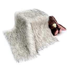 Лоскут длинноворсовый на трикотажной основе, 50×50 см, мех белый с серым