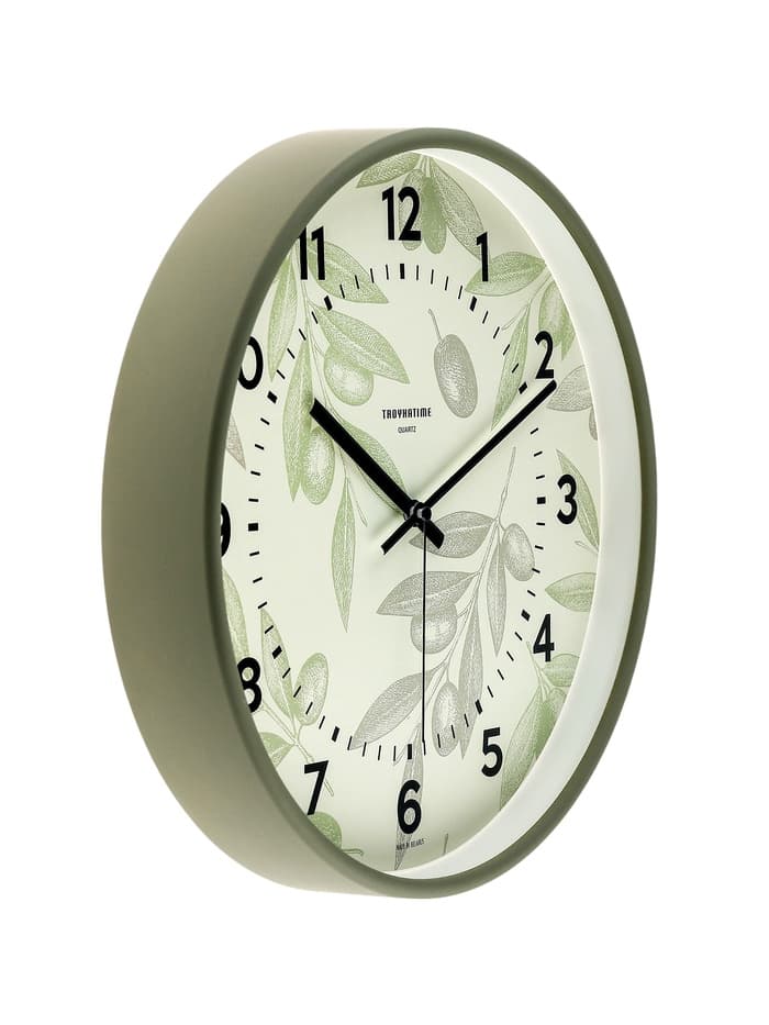 Часы настенные классические «Цветы», d=30.5 см, зелёные