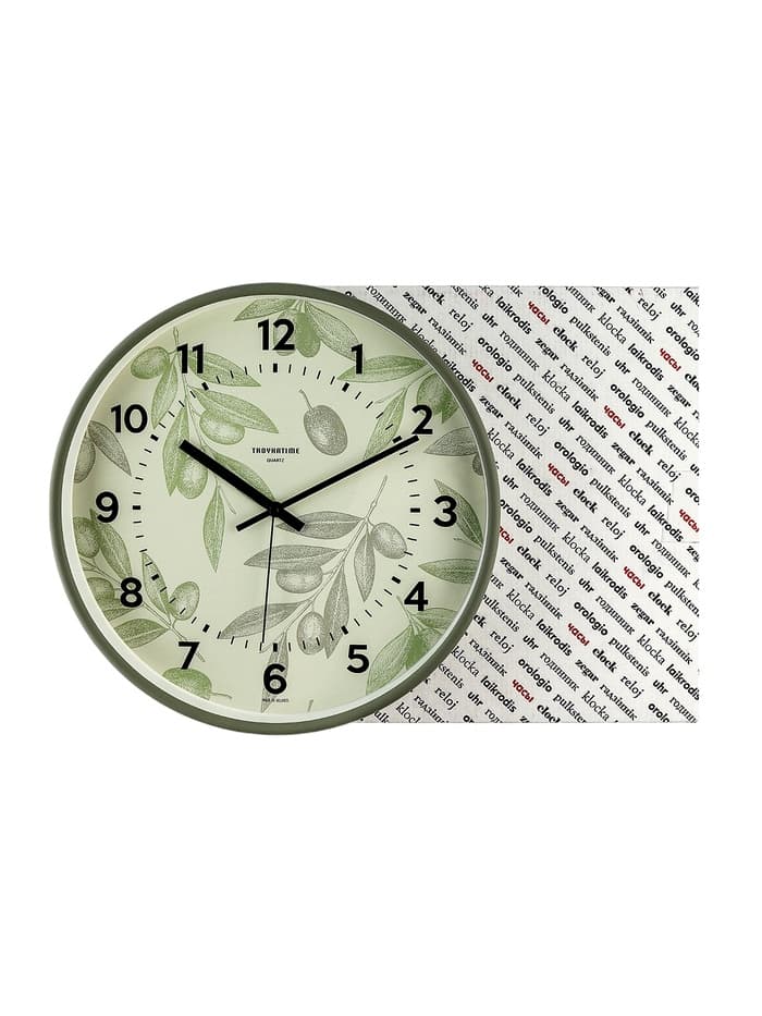 Часы настенные классические «Цветы», d=30.5 см, зелёные