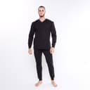 Термобельё мужское НАЧЁС (лонгслив/кальсоны), размер 50, чёрное