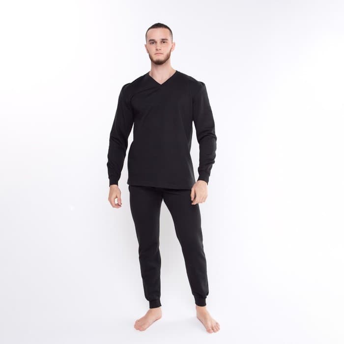 Термобельё мужское НАЧЁС (лонгслив/кальсоны), размер 50, чёрное