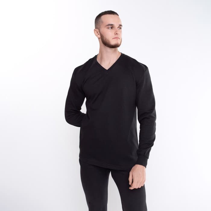Термобельё мужское НАЧЁС (лонгслив/кальсоны), размер 50, чёрное