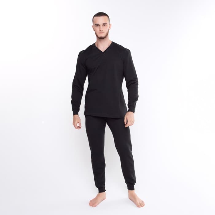 Термобельё мужское НАЧЁС (лонгслив/кальсоны), размер 50, чёрное