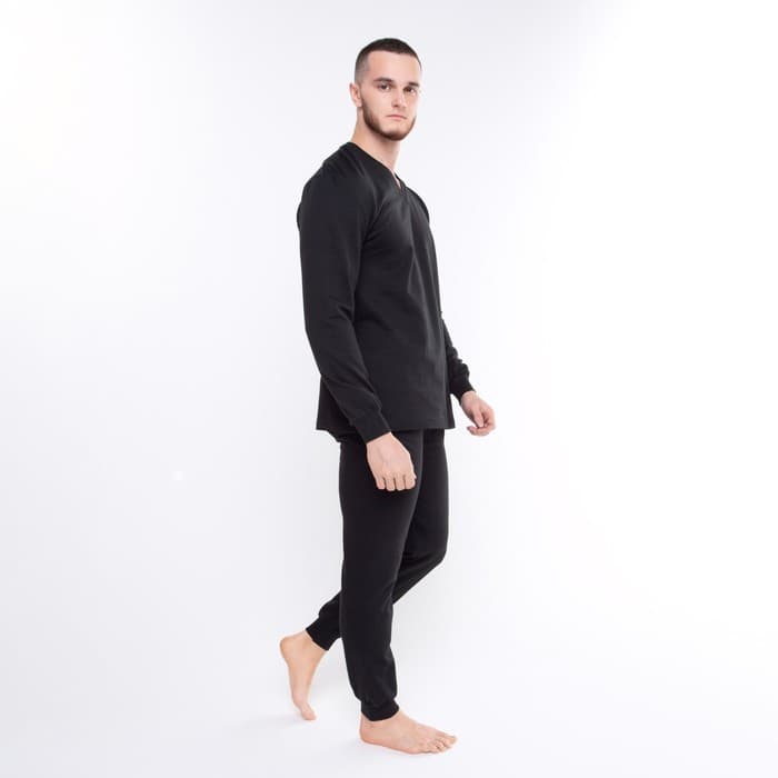 Термобельё мужское НАЧЁС (лонгслив/кальсоны), размер 50, чёрное