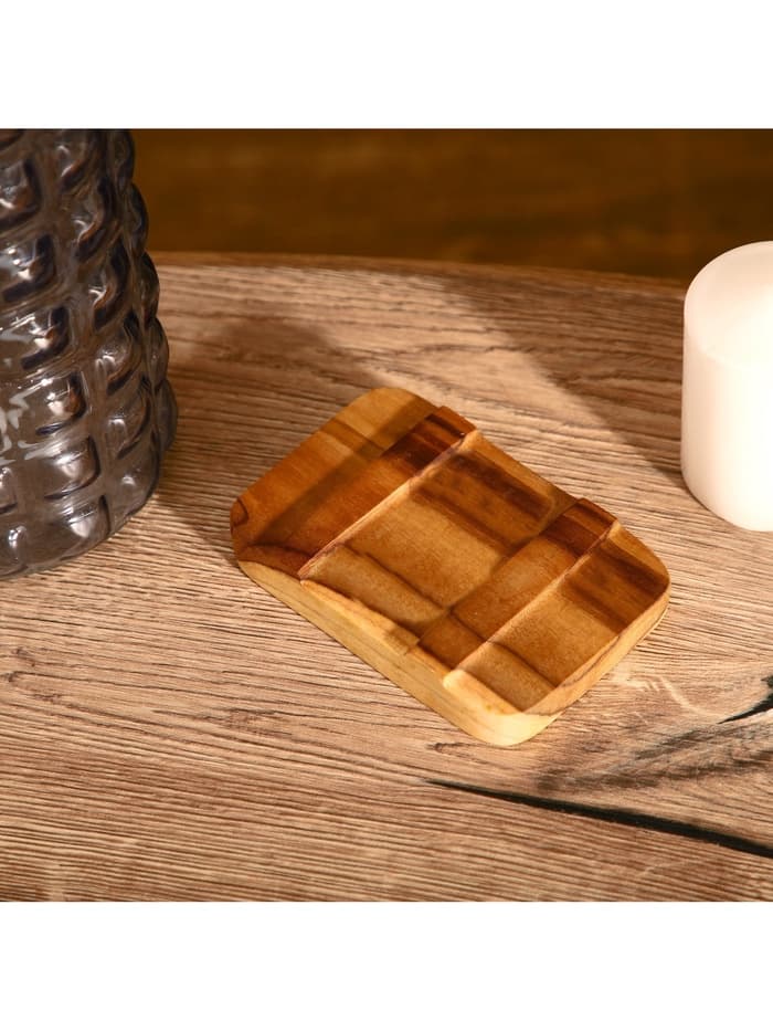 Мыльница, 12×8×2 см, тиковое дерево