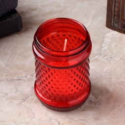 Поминальная свеча парафиновая в стеклянном подсвечнике «Лампада цилиндр», 11×7 см, красная