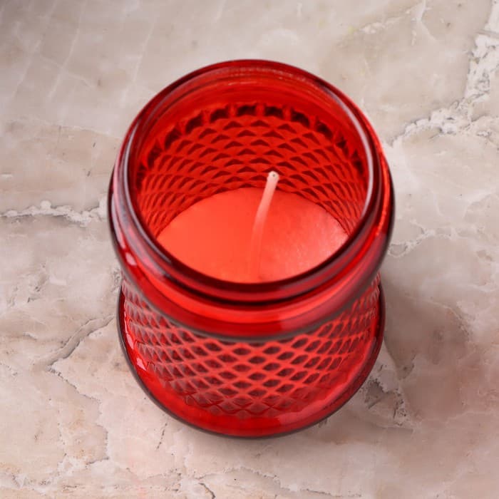 Поминальная свеча парафиновая в стеклянном подсвечнике «Лампада цилиндр», 11×7 см, красная