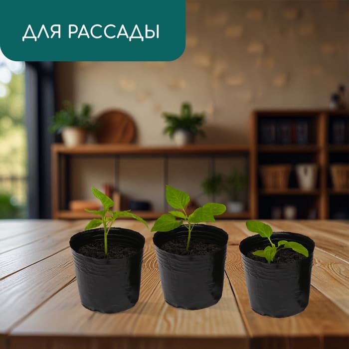 Пакет для рассады, 500 мл, d=10 см, h=10 см, полиэтилен, толщина 50 мкм, чёрный, Greengo