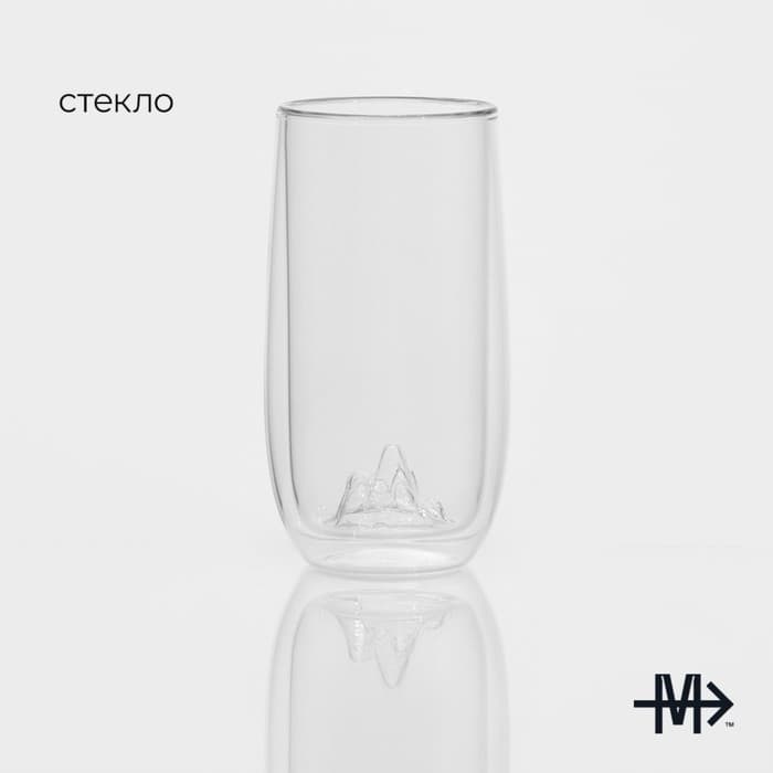 Стакан Magistro «Горы», 350 мл, 6.5×15 см, с двойными стенками, стекло, прозрачный