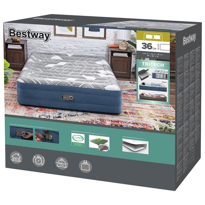 Кровать надувная Queen, 203×152×36 см, со встроенным электронасосом, 6712Y Bestway