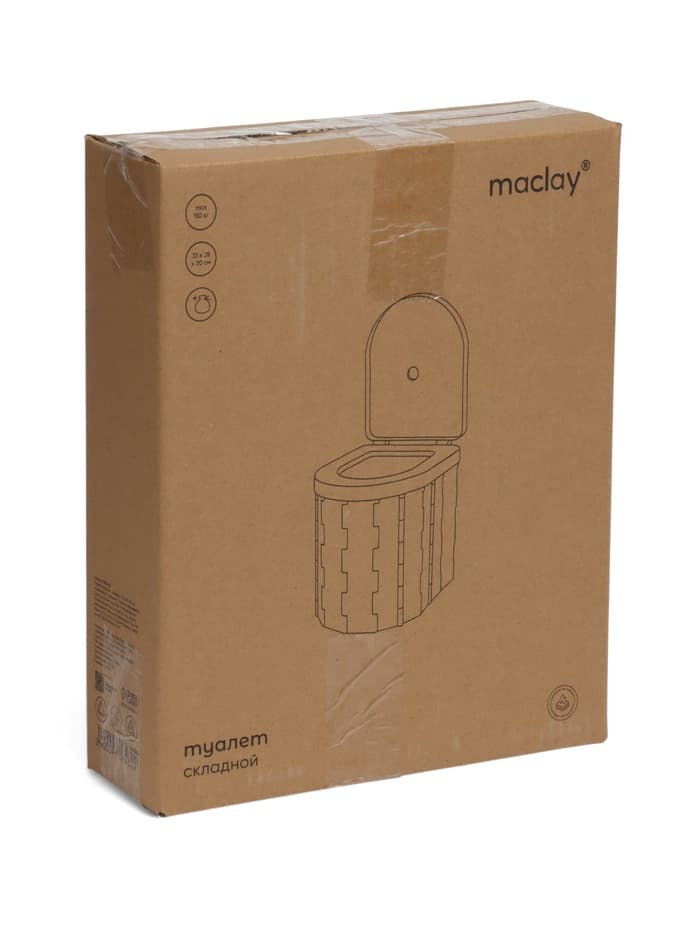 Туалет складной туристический Maclay, в комплекте 15 мешков, 12 пакетов абсорбента