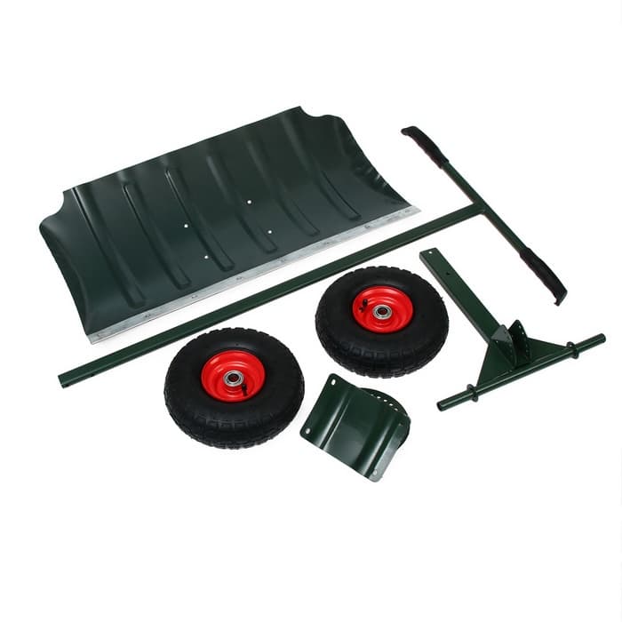 Движок для уборки снега, оцинкованный ковш 43×75 см, металлическая планка, на колёсах, металлический черенок, с ручкой