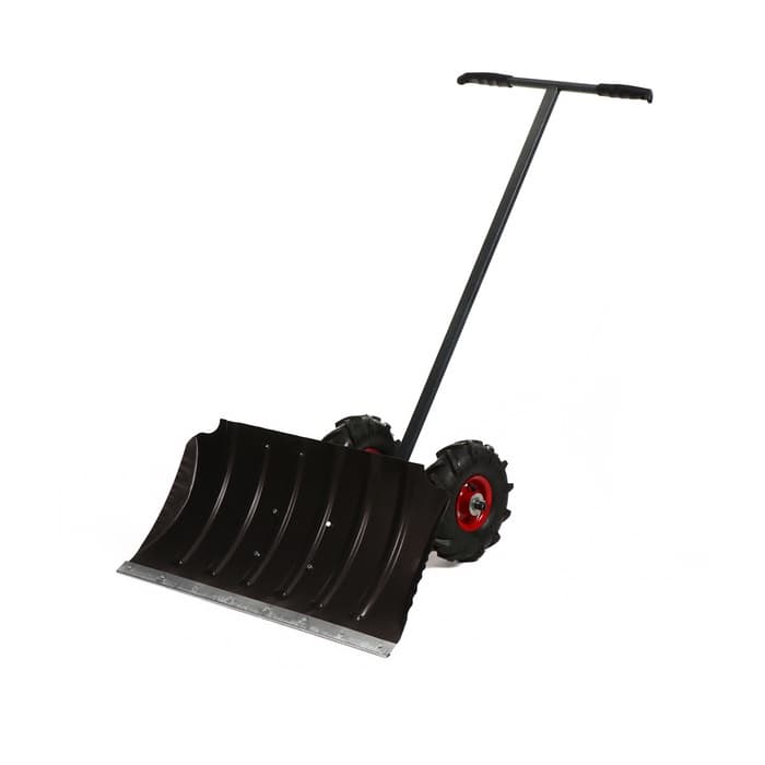 Движок для уборки снега, оцинкованный ковш 43×75 см, металлическая планка, на колёсах, металлический черенок, с ручкой