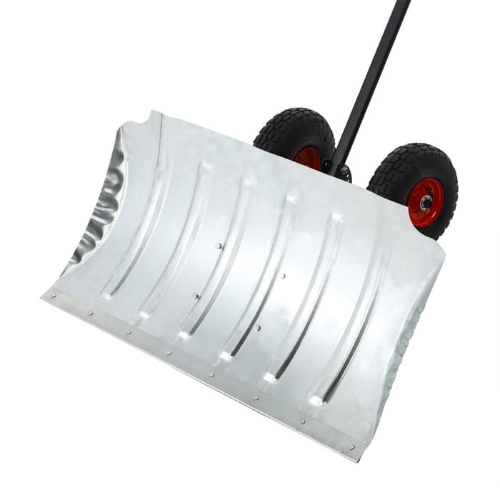 Движок для уборки снега, оцинкованный ковш 43×75 см, металлическая планка, на колёсах, металлический черенок, с ручкой