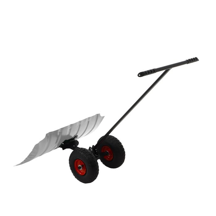 Движок для уборки снега, оцинкованный ковш 43×75 см, металлическая планка, на колёсах, металлический черенок, с ручкой