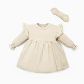Комплект для девочки (платье, повязка) «Крошка Я» BASIC LINE, рост 68-74 см, молочное