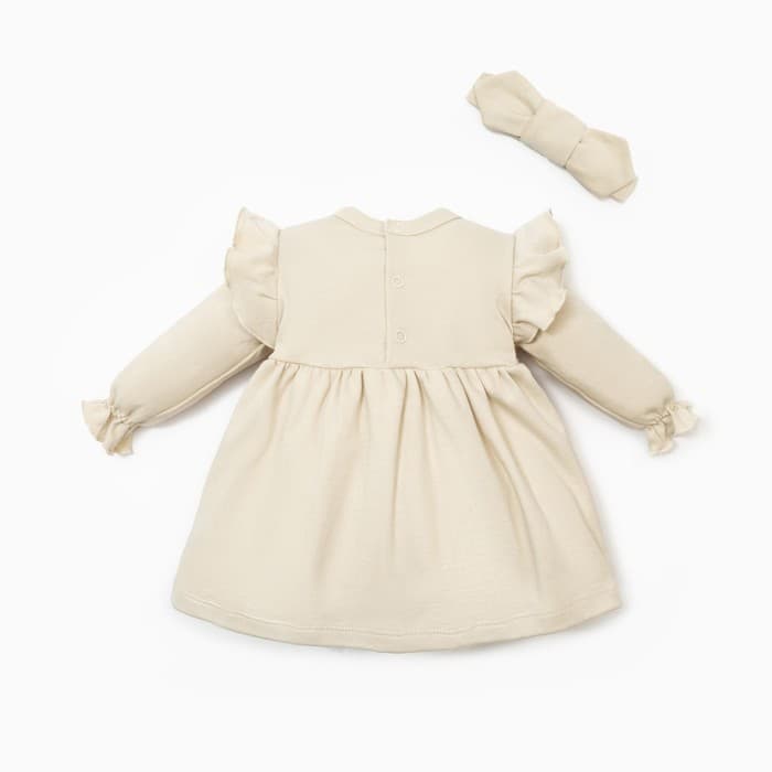 Комплект для девочки (платье, повязка) «Крошка Я» BASIC LINE, рост 68-74 см, молочное