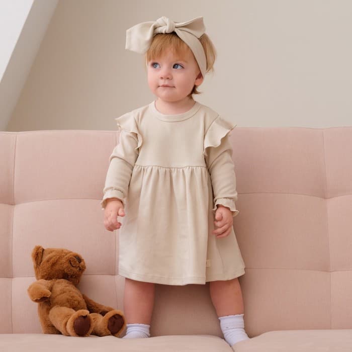 Комплект для девочки (платье, повязка) «Крошка Я» BASIC LINE, рост 68-74 см, молочное