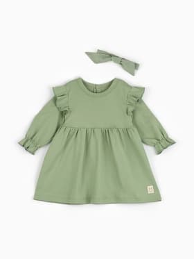 Комплект для девочки (платье, повязка) «Крошка Я» BASIC LINE, рост 62-68 см, зелёное