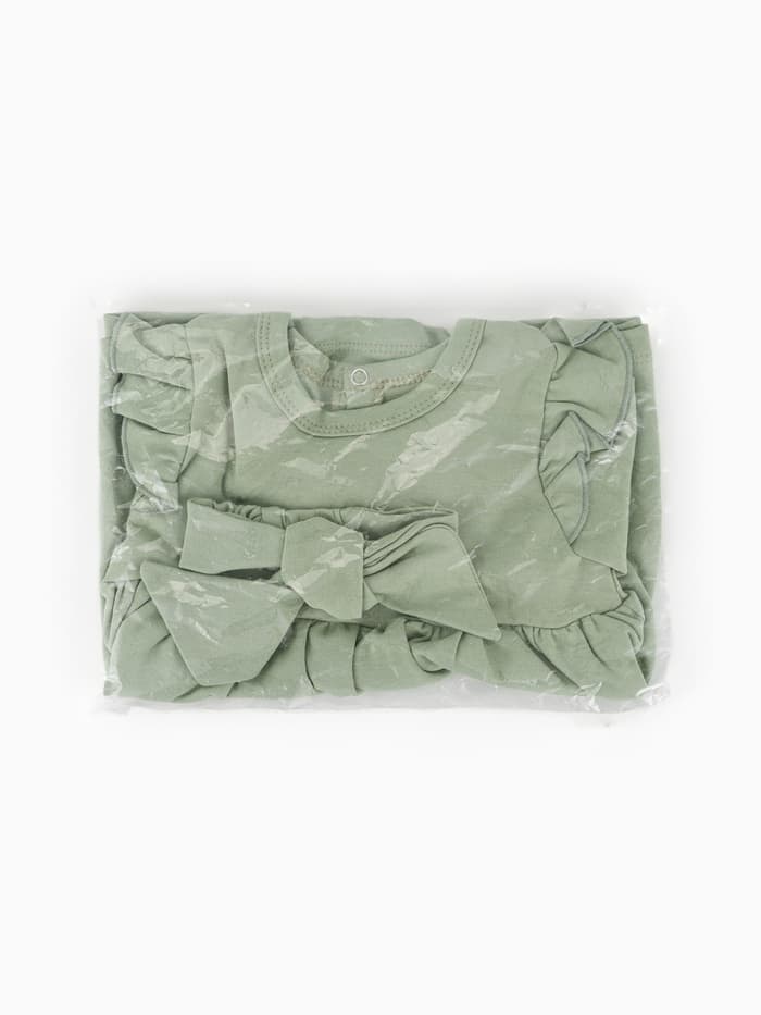 Комплект для девочки (платье, повязка) «Крошка Я» BASIC LINE, рост 62-68 см, зелёное