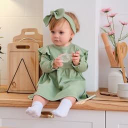 Комплект для девочки (платье, повязка) «Крошка Я» BASIC LINE, рост 62-68 см, зелёное