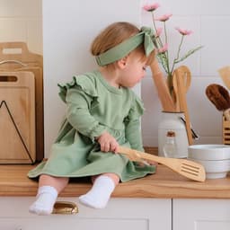 Комплект для девочки (платье, повязка) «Крошка Я» BASIC LINE, рост 62-68 см, зелёное